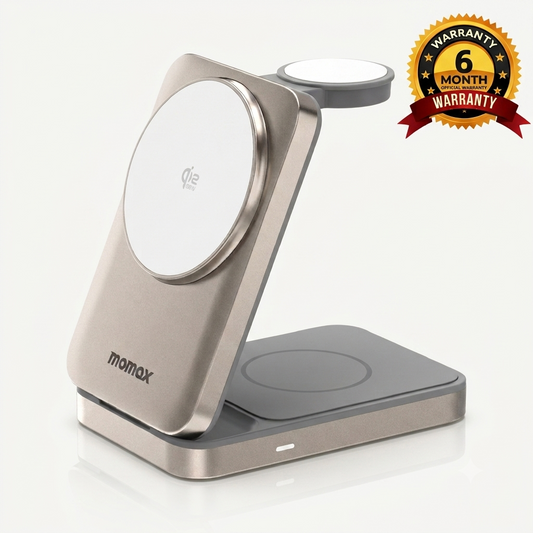 1-Charge Q.Port² Qi2 25W 3-in-l Magnetic Wireless Charging Stand (UK Plug)