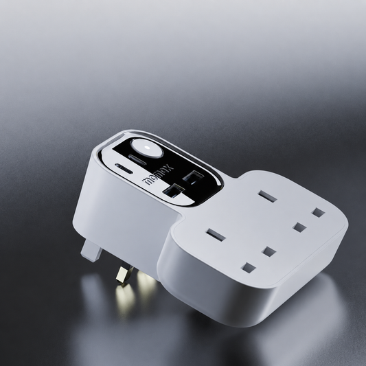 1-Charge Work Flow T-Shaped Extension Cord With 2 Sockets, 2 USB-A and 2 USB-C Ports