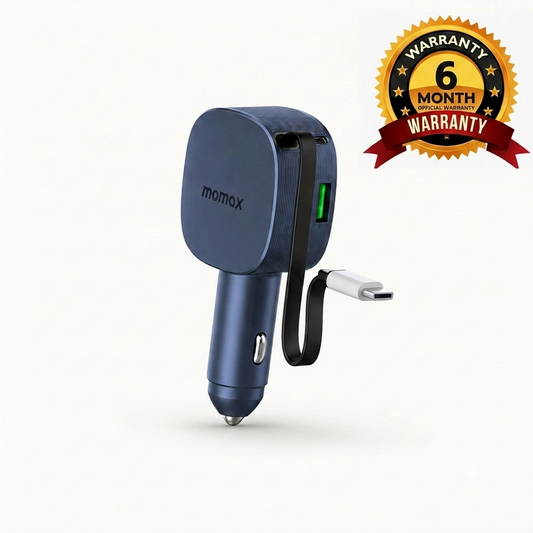 1-Move⁺ 2-Port Car Charger With Built-In Retractable Cable 60W