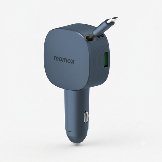1-Move⁺ 2-Port Car Charger With Built-In Retractable Cable 60W