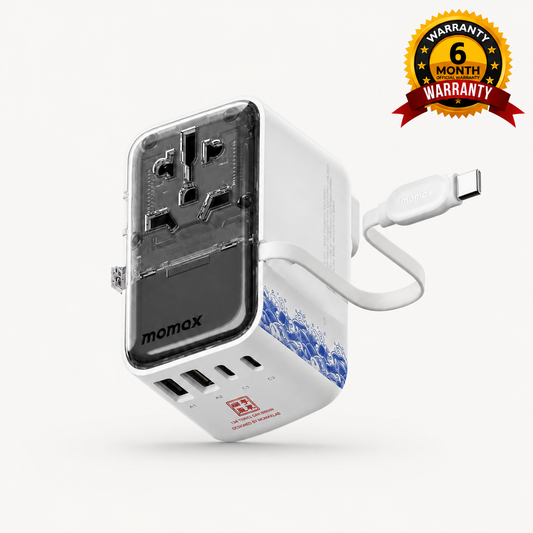 1-World+ Flow 4-Port Travel Charger With Built-In USB-C Cable 35W - Yuet Tung