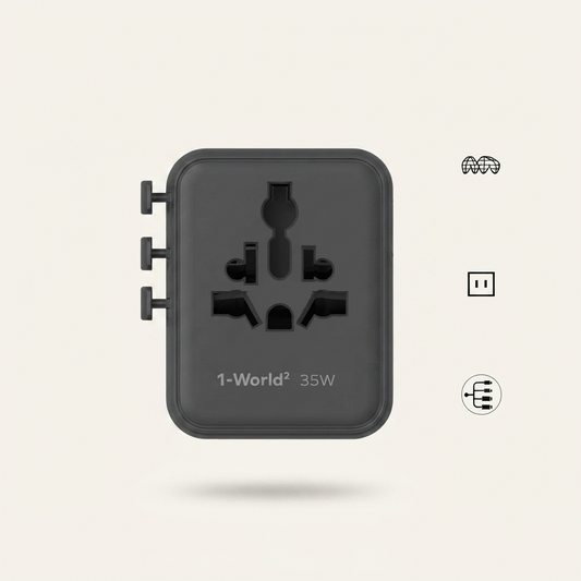 1-World² 5-Port Mini Travel GaN Charger 35W with Dual AC