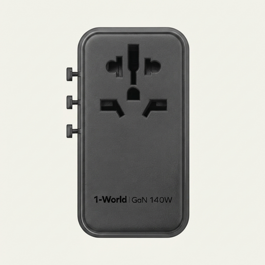 1-World Universal 4-Port Travel GaN Charger 140W + USB-C Cable