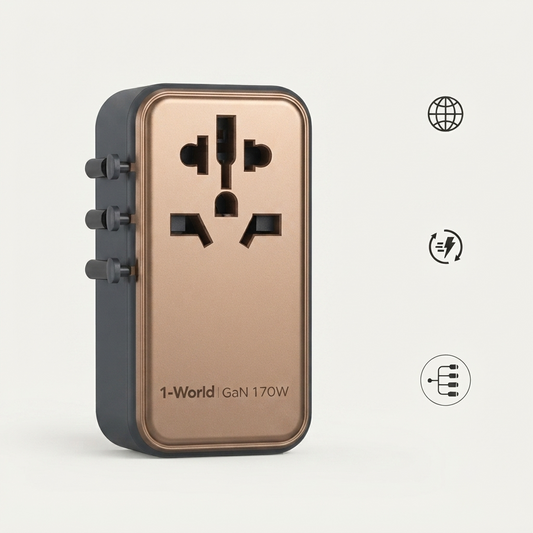 1-World 4-Port GaN Travel Charger 170W + USB-C Cable