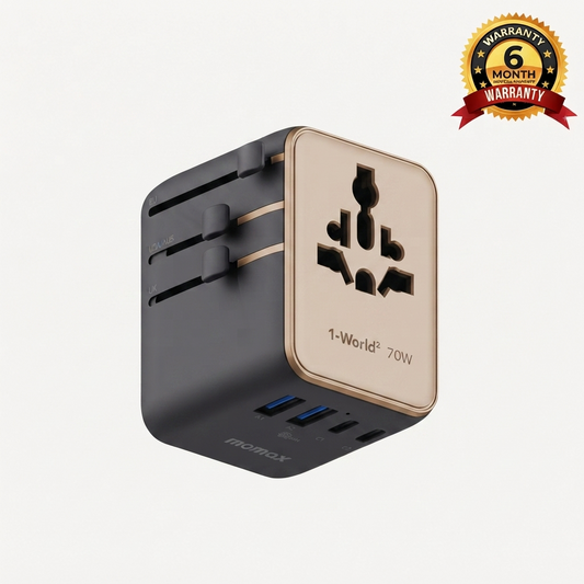 1-World² 5-Port Mini Universal Travel GaN Charger 70W with Dual AC